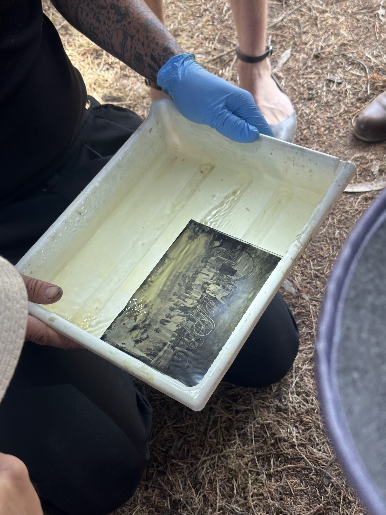The tintype being developed